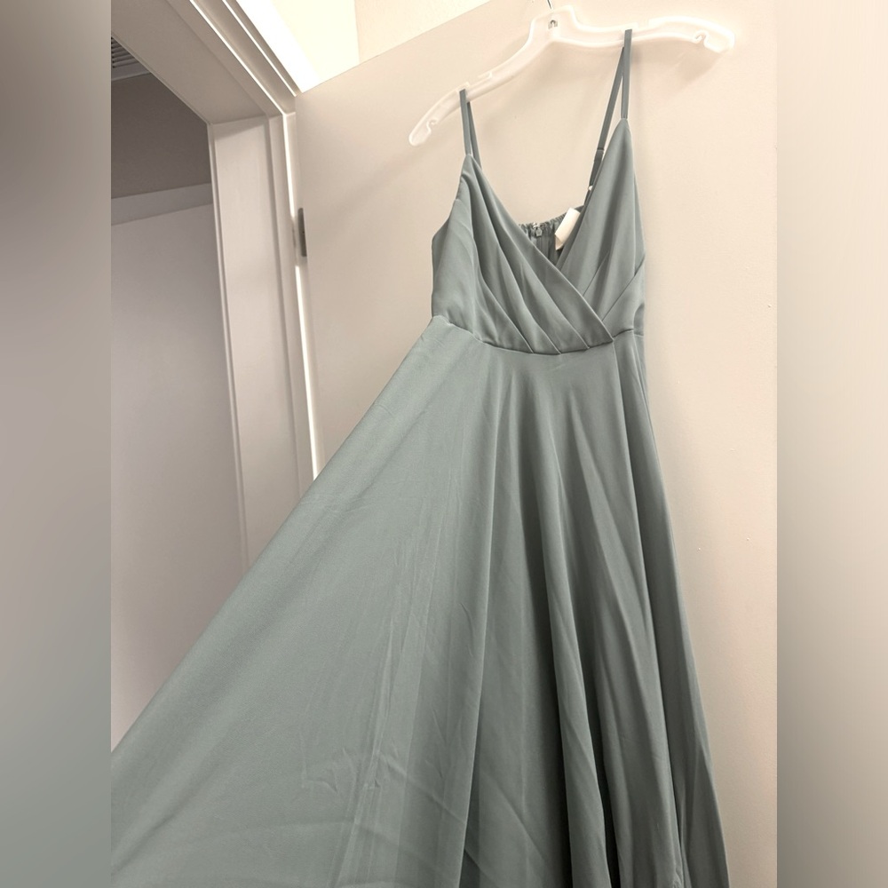 BHLDN sage green bridesmaid dress